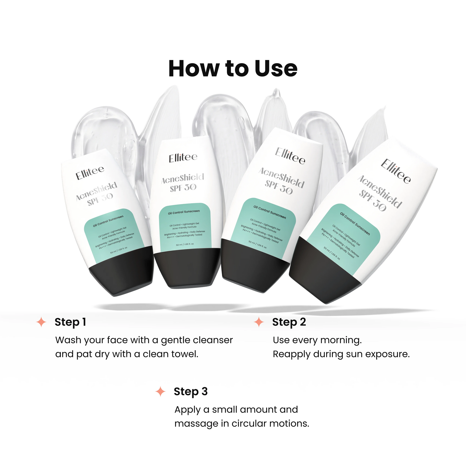 AcneShield SPF 50 usage instructions
