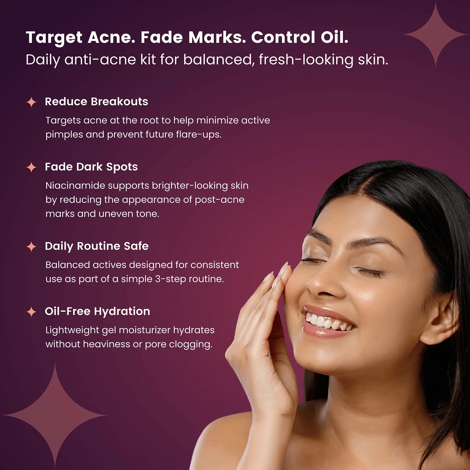 Ellitee anti acne skincare routine benefits including deep pore cleansing breakout control and dark spot reduction
