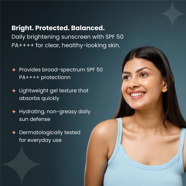 SPF 50 sunscreen benefits with model
