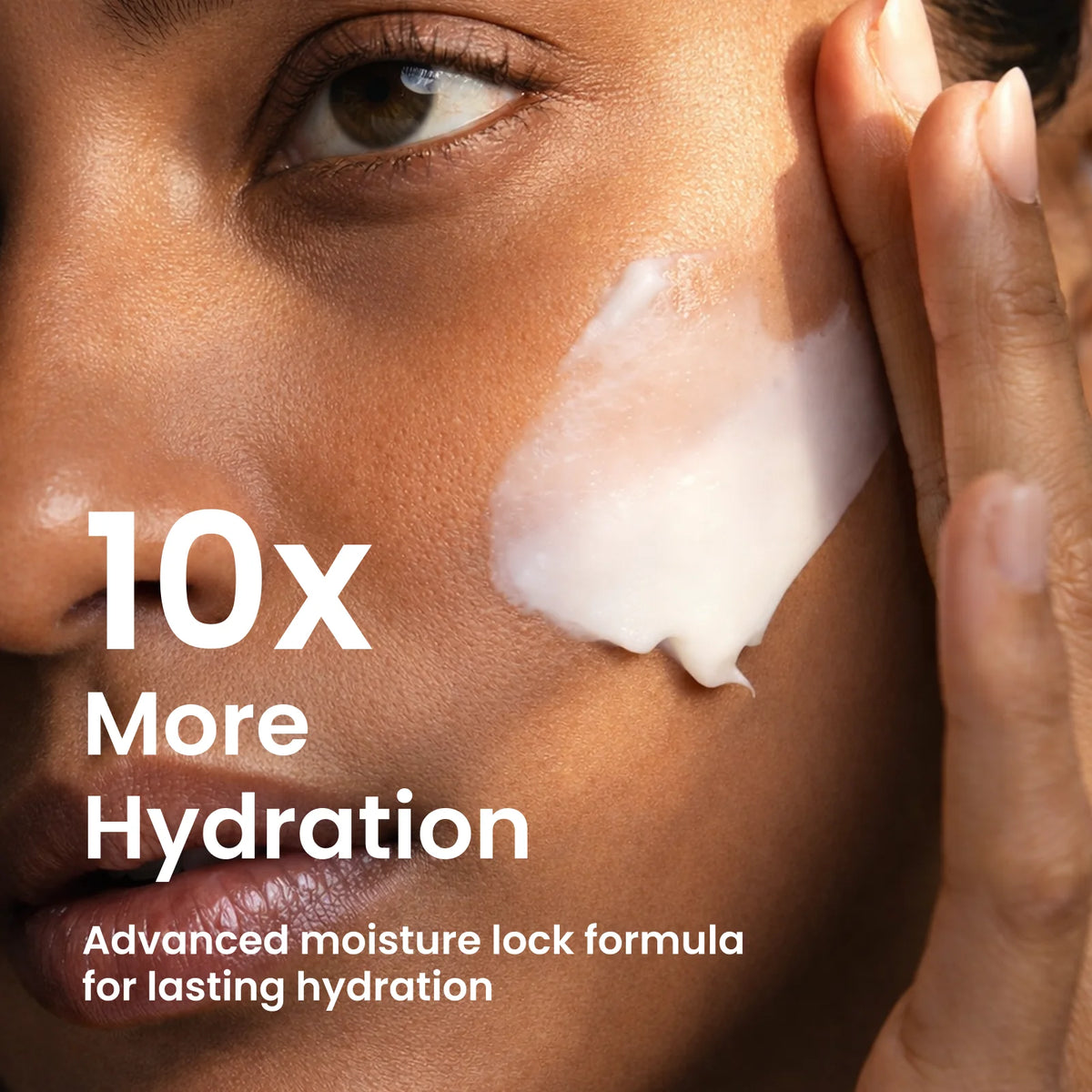 Close-up of hydrated skin with cream