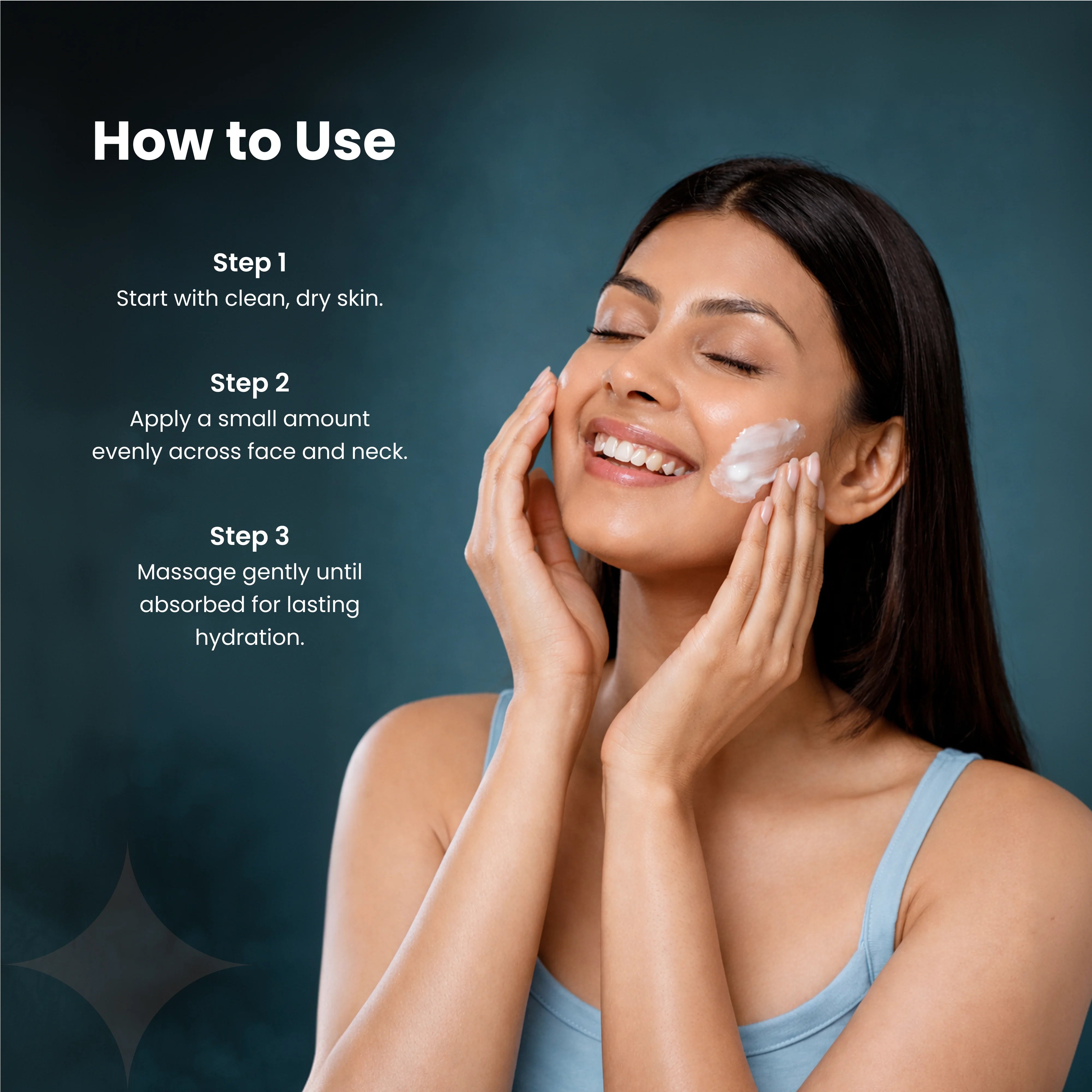 Applying moisturizer with step-by-step guide