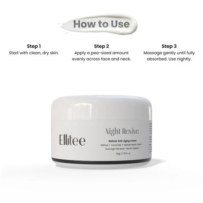 Night cream usage steps on clean skin