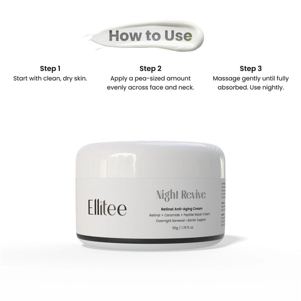 Night cream usage steps on clean skin