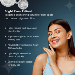 Even skin tone benefits with model