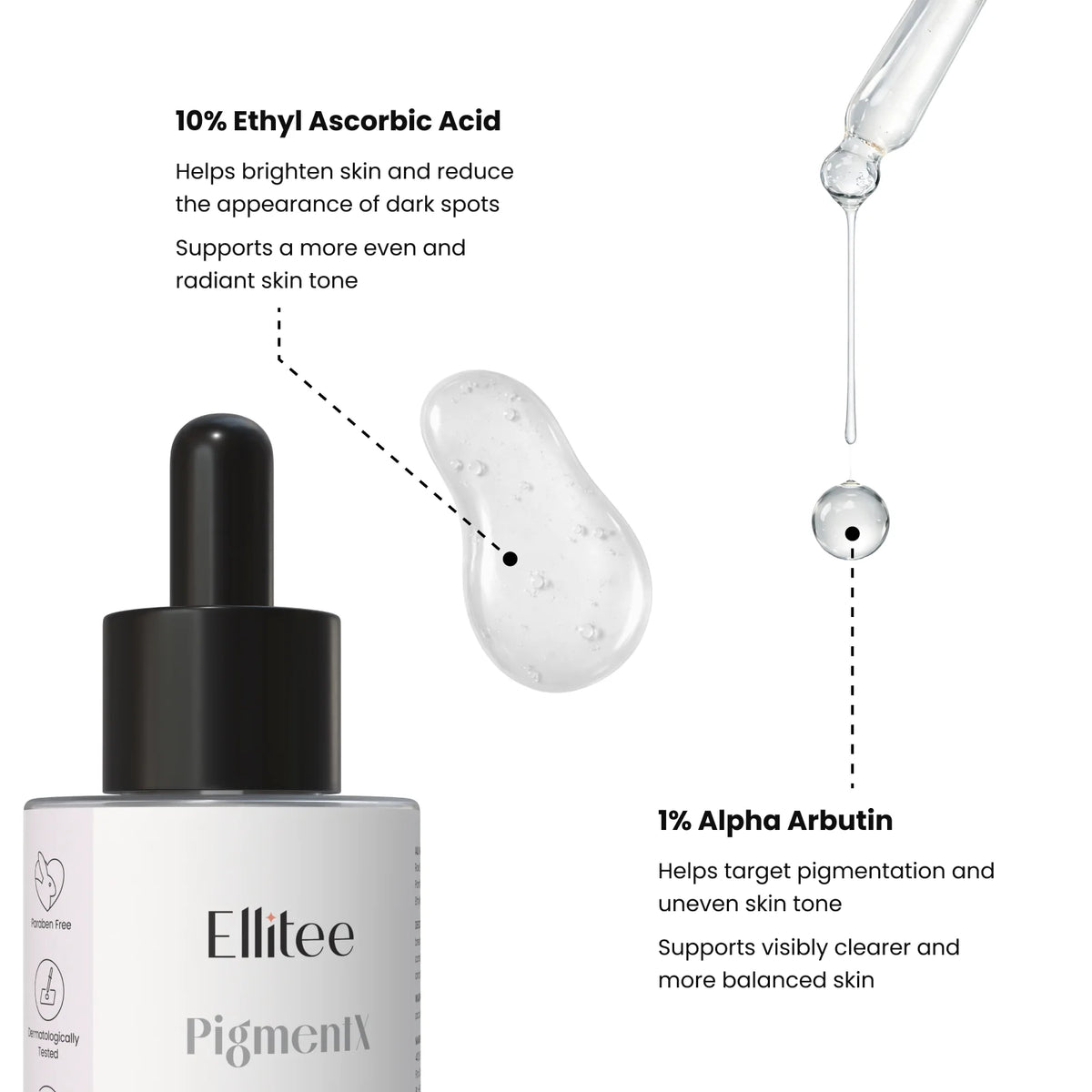 Brightening ingredients with dropper