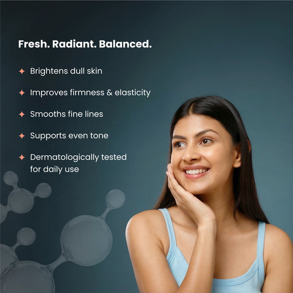 Radiant skin benefits with model