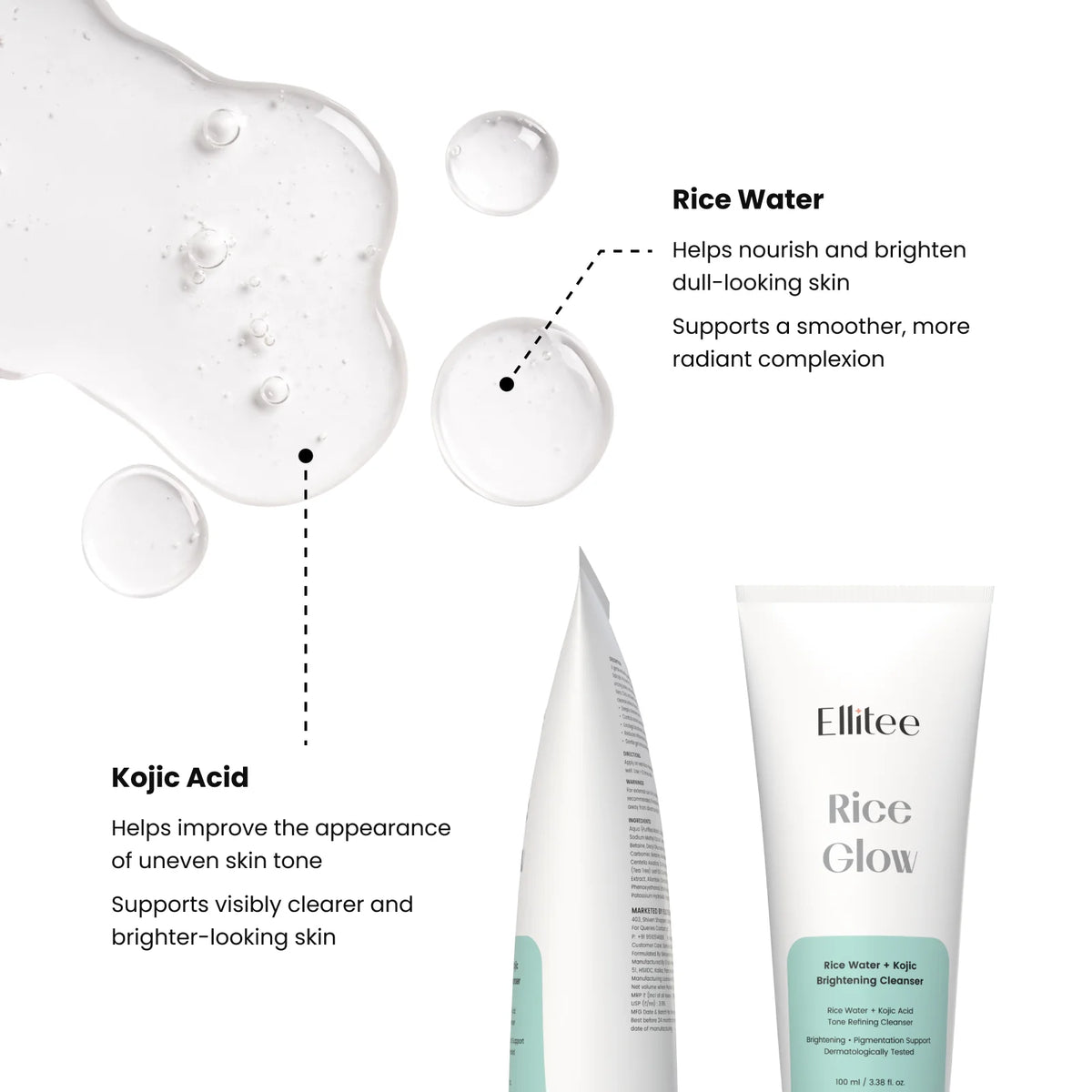 Rice water and kojic acid ingredients