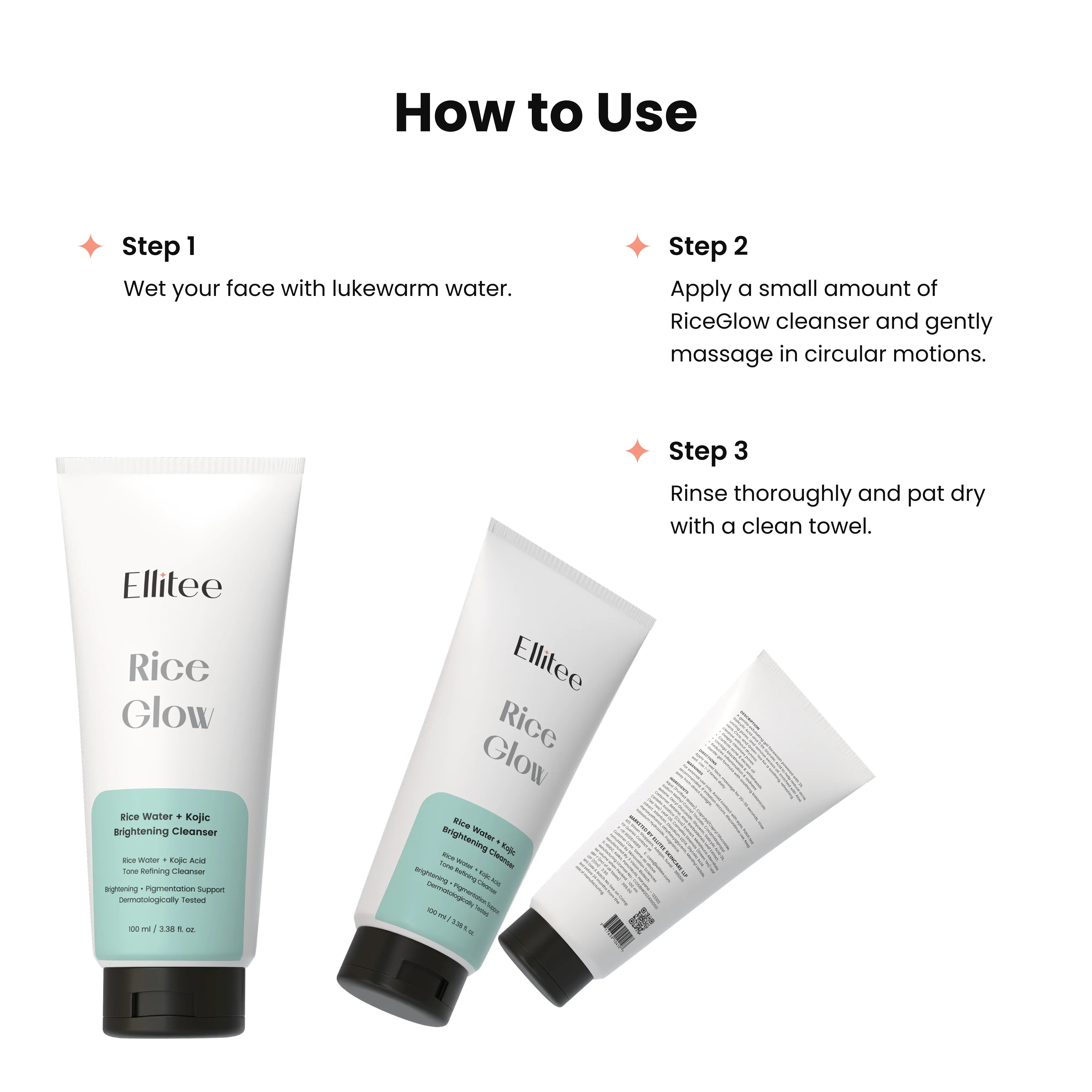 Rice Glow cleanser usage instructions