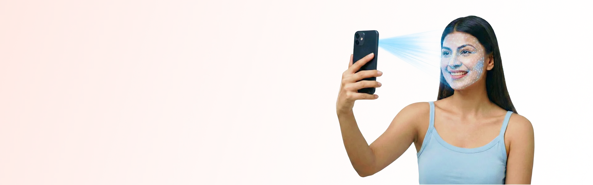 Model applying sunscreen